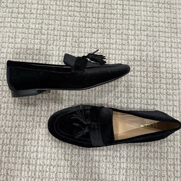 J. Crew Black Velvet Tassel Loafers - Picture 2 of 5